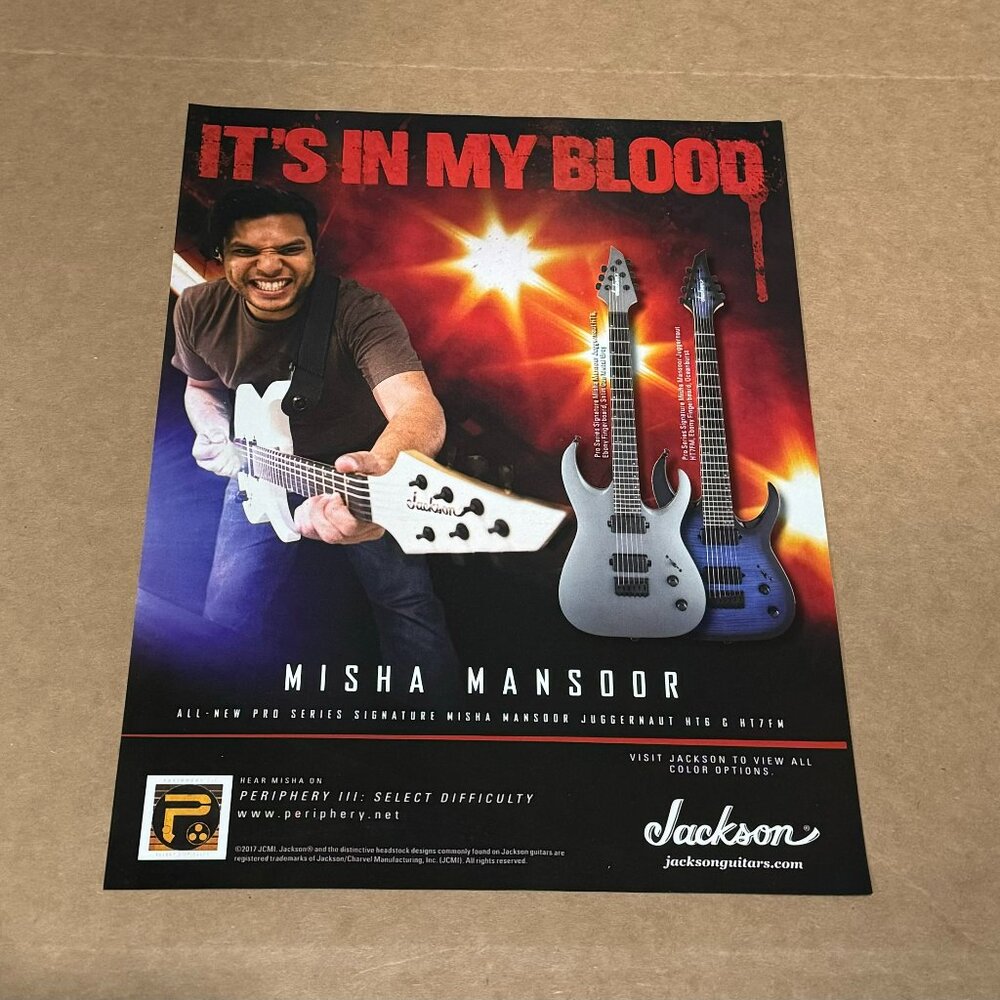 Misha Mansoor of Periphery - Jackson Guitars - 2017 Print Advertisement